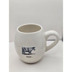 Rae Dunn Farm Line Cow Moo Coffee Tea  Mug  Magenta Artisan Collection